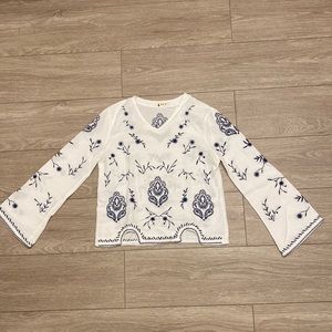 Bohemian style and floral embroidery blouse size S